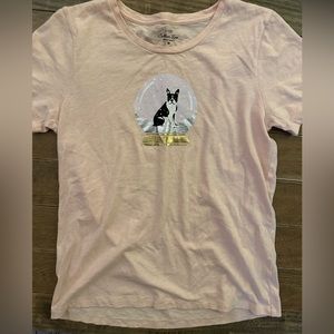 J crew collector t shirt French bulldog/Boston terrier snow globe